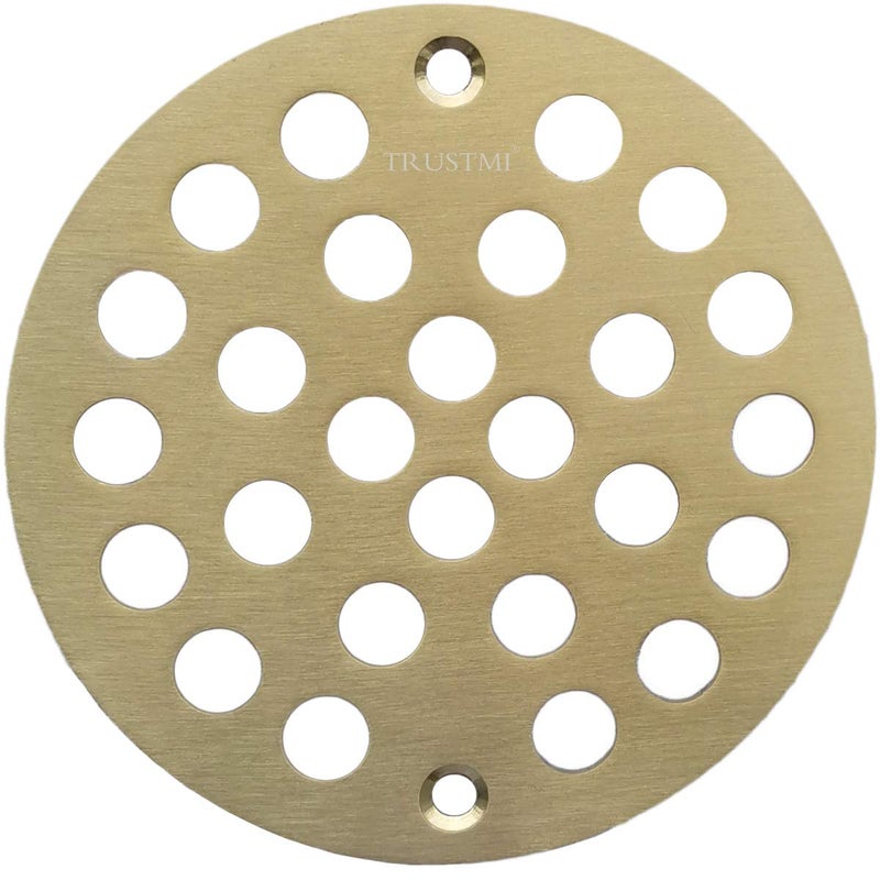 TRUSTMI 4 Inch Screw-in Shower Drain Cover Replacement Floor Strainer,Brushed Gold - Image 1